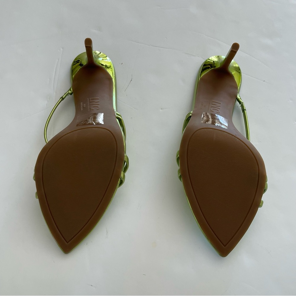INC Lime Green Strappy Open-toe Kitten Heels Sandals - Picture 6 of 7
